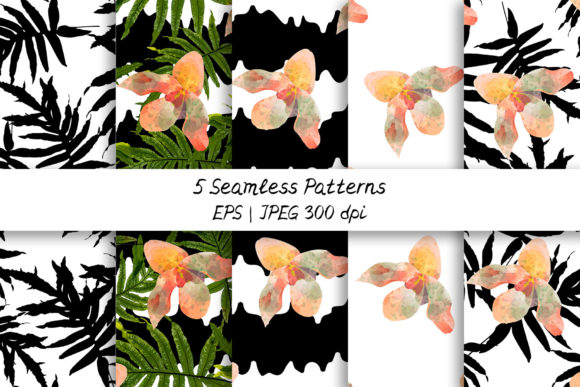 5 Tropical Leaves and Orchid Patterns