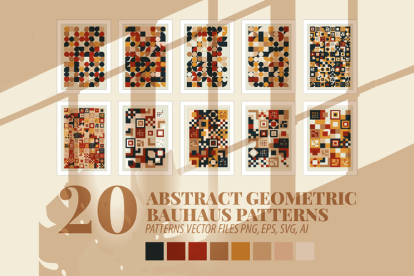 Abstract Bauhaus Unique Patterns Set