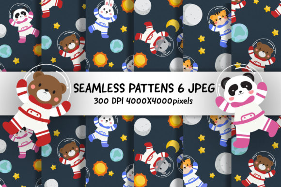 Cute Space Animal Seamless Patterns