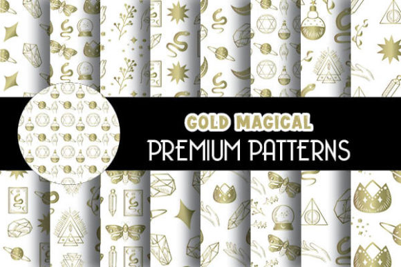 Gold Magical Digital Papers Patterns: Elevating Creative Projects with Celestial Elegance