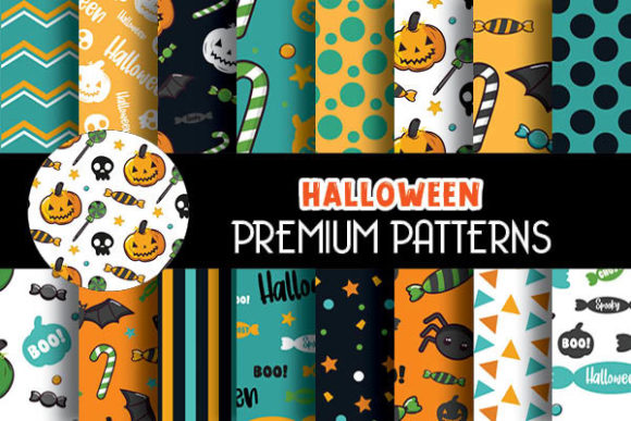 Halloween Blue Digital Papers Patterns