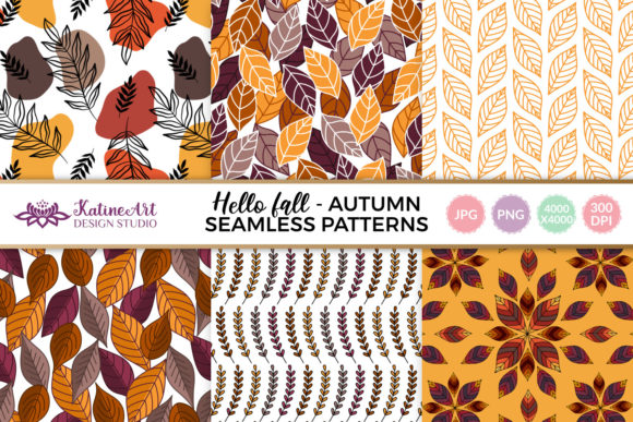 Hello Fall Autumn Leaf Seamless Patterns: A Versatile Design for Textile and Crafting Projects