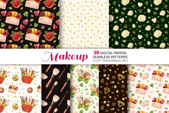 Makeup Digital Paper: Glam Patterns