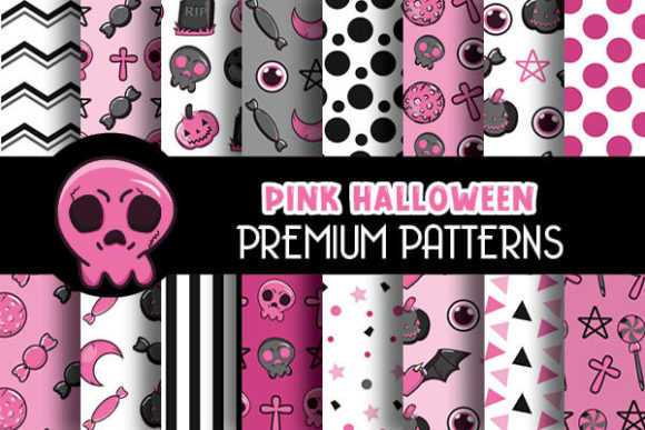 Pink Halloween Digital Papers Patterns for Creative Projects